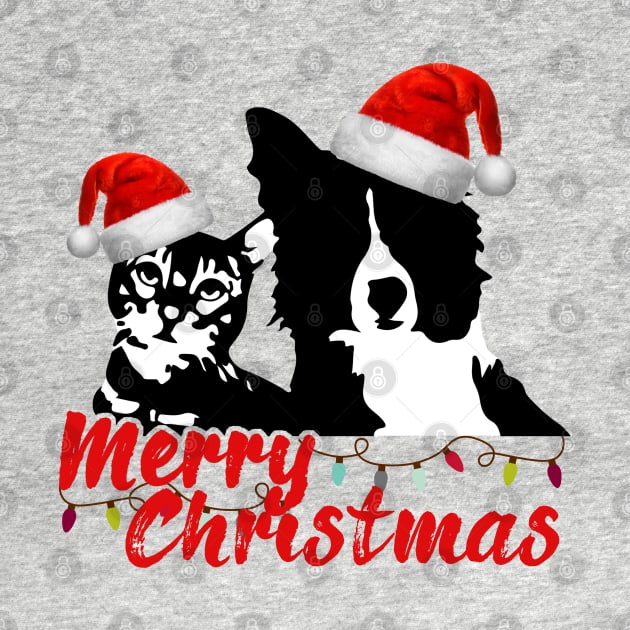 Merry Christmas Cat and Dog Lovers with Santa Claus Hat by dnlribeiro88